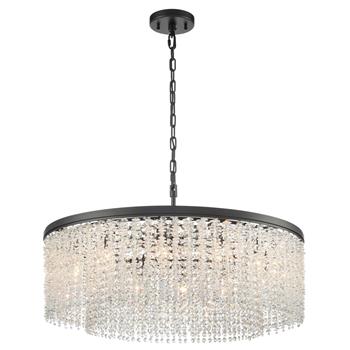 Coral 12 Light Crystal And Matt Black Ceiling Pendant FL2502-12