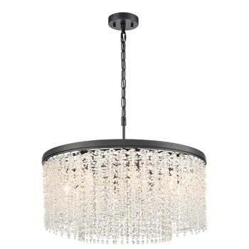 Coral 8 Light Medium Matt Black And Crystal Pendant Fitting FL2502-8