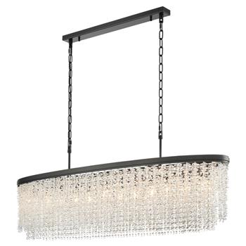 Coral Crystal And Matt Black 12 Light Oval Pendant FL2503-12