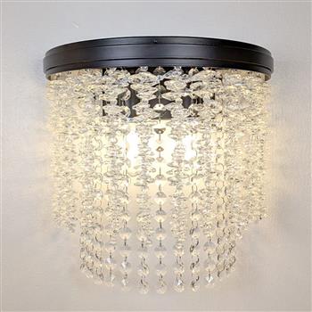 Coral Double Matt Black And Crystal Wall Light FL2502-2