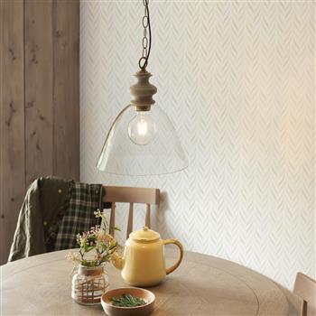 Cotswold Natural Ash Wood And Brushed Aged Brass Plate Pendant 110825