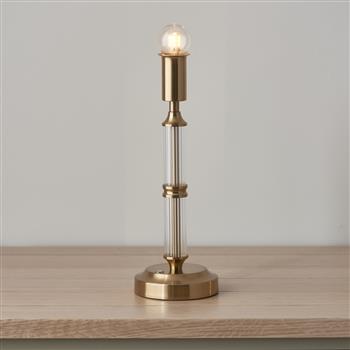 Morton LED Brushed Aged Brass Plate And Clear Acrylic Rechargeable Touch Lamp 110463