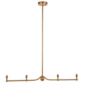Santiago 4lt Brushed Aged Brass Linear Pendant Fitting 108211 
