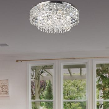 Edison 7 Light Round Chrome And Crystal Ceiling Fitting IL31151