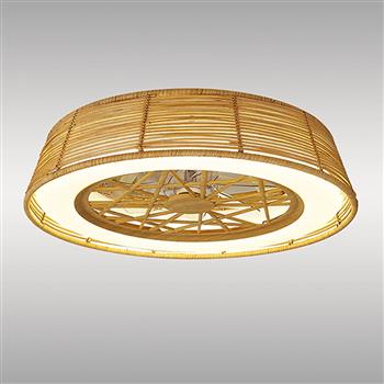 Indonesia Large LED Rattan Reversible CCT Ceiling Fan light M7810