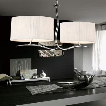 Eve Twin Chrome And Ivory Shades Ceiling Pendant Light M1130