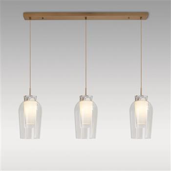 Nora Metal And Glass Linear Pendant Fitting