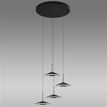 Orion Cluster 4-Light Black and Brass LED Pendant M7476