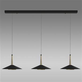 Orion Triple Black and Antique Brass LED Pendant M7475