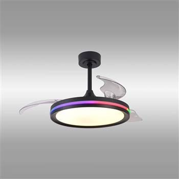 Rafaga LED White And RGB Dimmable Retractable Blade Ceiling Fan 