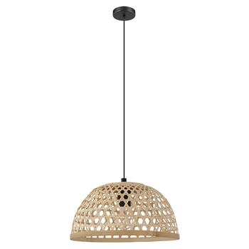 Claverdon Medium Ceiling Pendant Natural wood And Black 43253