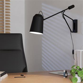 Loreto 1 Black And White Adjustable Arm Wall Light 900614