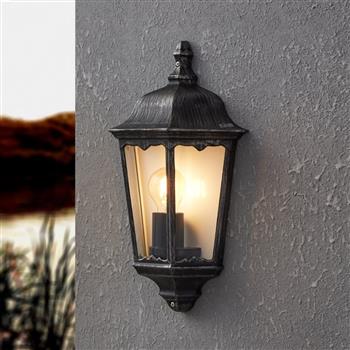 Navedo Black Silver Half Lantern Outdoor Wall Light 93459