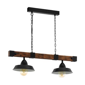 Oldbury Black Steel/Rustic Wood Ceiling Pendant Light 49684