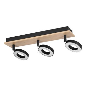 Rielves Wooden And Black Triple LED Spotlight 901204