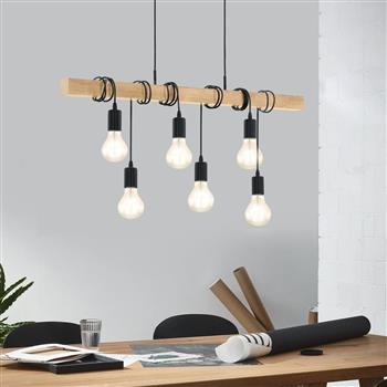 Townshend Black & Wood 6 Bar Pendant 95499