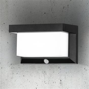 Utrera LED IP44 Black Motion Sensor Solar Outdoor Wall Light 48968