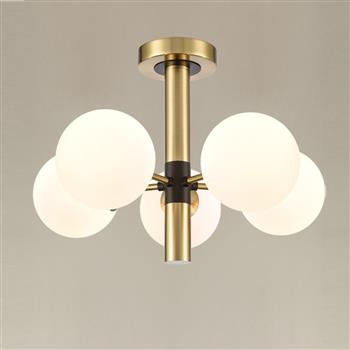 Axle Matt Black And Aged Brass 5 Light Semi-Flush Fitting FL2474-5