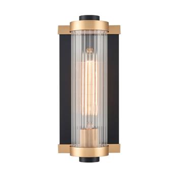 Charleston Matt Black And Aged Brass IP44 Wall Light WB421