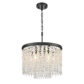 Coral 6 Light Small Matt Black And Crystal Pendant Fitting FL2502-6