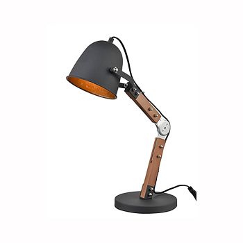 Daylen Matt Black & Wood Desk Lamp FRA813