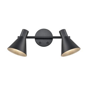 Fable Dual Switched Adjustable Matt Black Wall Light 