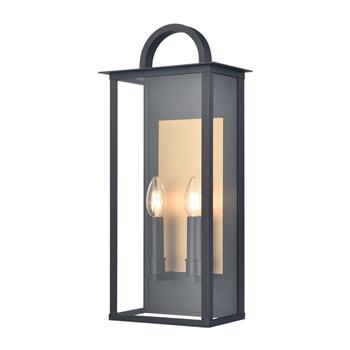 Nightingale Matt Black And Aged Brass Double IP44 Wall Light WB538