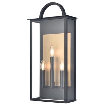 Nightingale Matt Black And Aged Brass Triple IP44 Wall Light WB539