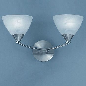 Sariah Satin Nickel Double Wall Light with Alabaster Glass FRA720
