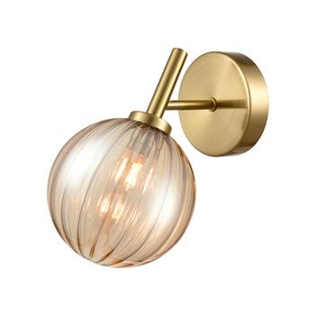 Quasar Aged Brass And Amber Glass Wall Light FL2475-1