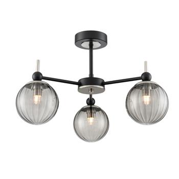 Solar Matt Black 3 light Semi-Flush