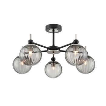 Solar Matt Black 5 Light Semi-Flush