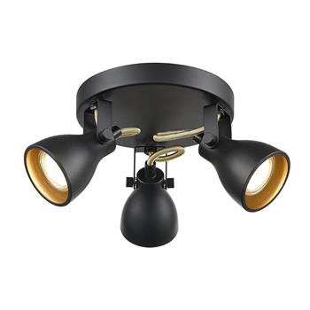 Taza 3 Arm Matt Black & Gold Ceiling SpotLight SPOT9053