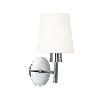 Turin Chrome And Off White Fabric Shade Single Switched Wall Light FL2126/1/1123