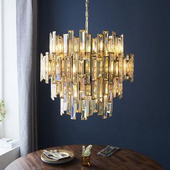 Brunia 15 Light Gold Effect and Crystal Pendant Brunia-GCP-15