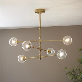 Jasmine Adjustable Brush Aged Brass 6 Light Ceiling Pendant 8525-25