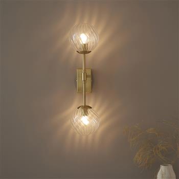 Jasmine Brush Aged Brass Double Wall Light 8525-30