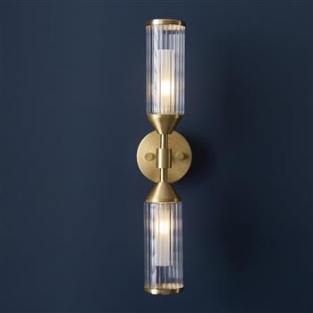 Satin Brass Double Wall Light Aciphylla-2W