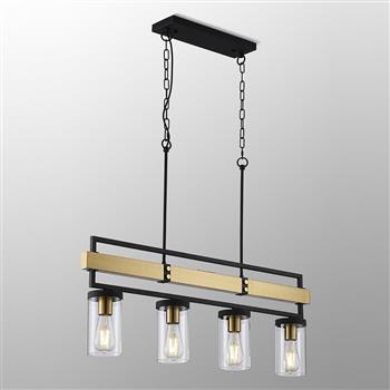 Austin Satin Black And Satin Brass Large Bar Pendant LT31470