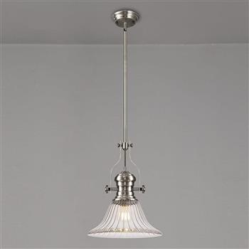 Rancho Satin Nickel And Clear Glass Ceiling Pendant LT32958