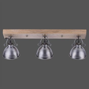 Samia Ceiling Triple Spotlight Wood/Chrome 11983-77