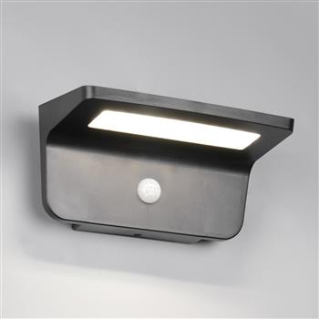 Atico IP44 LED Hybrid Solar Outdoor Matt Black Wall Light R24696132