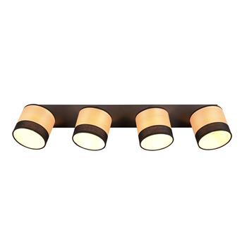 Bolzano Black And Wood Effect Four Light Ceiling Spots R81664032