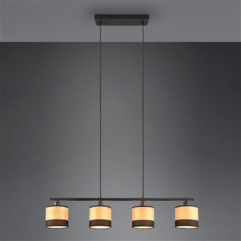 Bolzano Black And Wood Effect Four Light Pendant R31664032