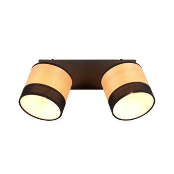 Bolzano Black And Wood Effect Two Light Ceiling Spots R81662032