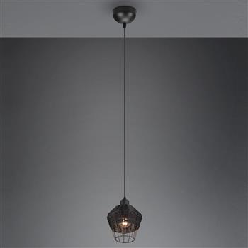 Borka Small Rattan And Black Ceiling Pendant