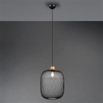 Calimero Matt Black & Wooden Ceiling Pendant R30561932