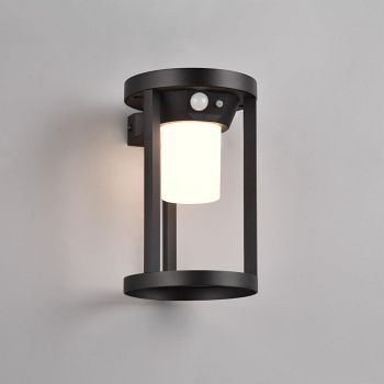 Carmo IP54 LED Solar Powered Matt Black Outdoor Wall Light 241069132