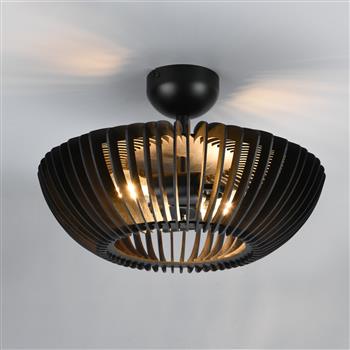 Colino Curved Wood Double Semi-Flush Ceiling Fitting