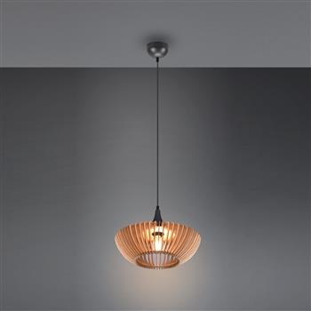 Colino Curved Wooden Frame Single Pendant Ceiling Fitting